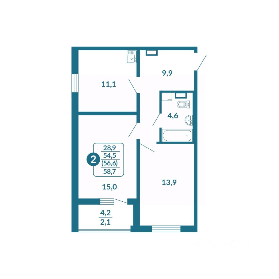 планировка квартиры 59 м2
